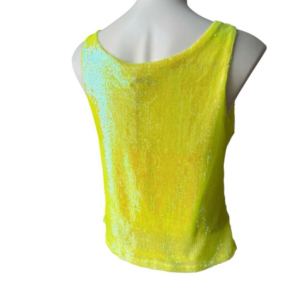 NWT, Rachel Zoe Neon Yellow Sequin Scoop Neck Tank, Sz M - Picture 4 of 15